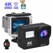 4K экшн-Камера 2,0 "сенсорный экран WIFI двойной экран 12MP шлем камера 30 м DV 170 градусов широкоугольный объектив Спортивная камера 2024 - купить недорого