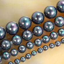 8SE11344 Black Rainbow Shell Pearl Round Beads 16" 4 6 8 10 12 14 16 18 20mm pick Size 2024 - buy cheap