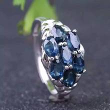 Кольцо с натуральным синим сапфировым камнем, кольцо с натуральным оливином из стерлингового серебра 925 пробы, модное элегантное роскошное большое женское ювелирное изделие для вечеринки 2024 - купить недорого