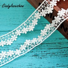 Cindylaceshow 3 metros artesanato floral marfim guarnição do laço apliques vestido de casamento fita rendas tecidos diy costura acessórios artesanato 2024 - compre barato