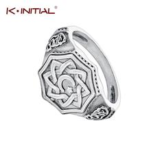 Kinitial-anillo con símbolo islámico para hombres y mujeres, joyería religiosa de Oriente Medio, Vintage, amuleto musulmán, luna y estrella 2024 - compra barato