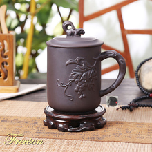 Caneca de chá roxo de argila retrô chinesa rica e honra com tampa artesanal yiisha zisha copo de água chá 420ml teacup presente produtos de bebidas 2024 - compre barato
