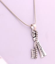 New Arrival Hot Selling antique sliver plate Toothbrush and Toothpaste charm necklace 2024 - buy cheap