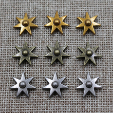 DIY leather craft wallet bag clothes sewing jeans decoration metal rivet with nail set star hexagram design 15mm 200pcs/lot 2024 - buy cheap