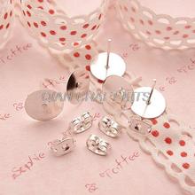 600 sets Sliver Plated Blank Pad Ear Studs 10mm pad with free earring backs or you pick colors lead and nickle free quality item 2024 - buy cheap