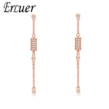 ERLUER Dangle Earrings for women Crystal cylindrical jewelry Girl rose gold fashion jewellery Earring Valentine's Day gift 2024 - buy cheap