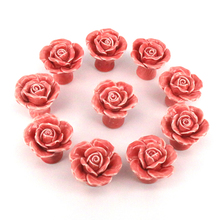 10PCS European style Ceramic Rose Cabinet Drawer Pull Handle rose flower furniture knob Wardrobe Cupboard Door Handles 2024 - buy cheap