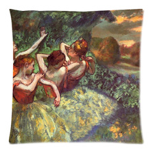 Cubierta de cojín decorativo para sofá, funda de almohada personalizada de algodón y lino, cuadrado, pintura de baile de Ballet, Degas, 2024 - compra barato
