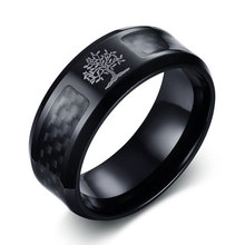 Black Stainless Steel Carbon Fiber Life Tree Ring Vintage Personality Jewelry Men's Ring 2024 - buy cheap