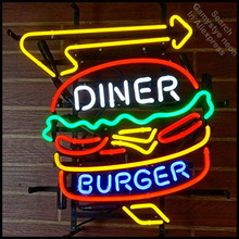 Neon Sign for Diner Burger neon bulb Sign Restaurant Neon lights Sign Hotel Real glass Tube Iconic Bulbs lamp Custom Brand LOGO 2024 - buy cheap