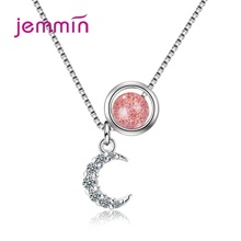 Простое стильное корейское модное ожерелье с клубничным розовым кристаллом, необычное колье с Луной, ювелирные изделия для женщин, подарки для помолвки 2024 - купить недорого