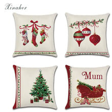 Christmas stocking bell christmas fir tree Linen Pillow Case Cushion Cover Throw Pillow Car Home Pillowcase 2024 - buy cheap