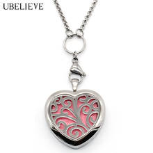 Stainless Steel Heart Shape Aromatherapy Locket Jewelry Hollow Magnet Essential Oil Diffuser Necklace Pendant With Pads 2024 - buy cheap