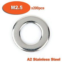 200 piezas DIN125 M2.5 A2 plana de acero inoxidable lavadora arandelas 2024 - compra barato