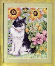 44*33cm needlework diy ponto cruz, conjunto para kit de bordado, flor jardim gato animal padrão de ponto cruz decoração pintura 2024 - compre barato