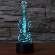 Guitar 3D LED Night Light 7 Color Led Kids Bedside Fixtures USB Desk Table Lamp Home Room Decor 2024 - buy cheap