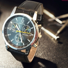 Relógio masculino de couro, relógio de pulso elegante quartz com pulseira de couro 2024 - compre barato
