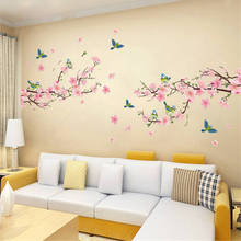 Adesivos de parede sakura para crianças, quarto e sala de estar, arte diy, árvore de flor e flor removível, decoração de casa, novo, 1 peça 2024 - compre barato