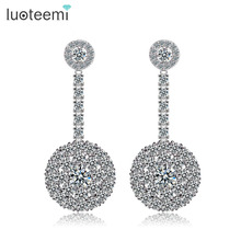 LUOTEEMI Jewelry Factory 2014 New Bridal Jewelry AAA Cubic zirconia Micro Pave Heavy Wedding Earrings  Trendy Luxurious 2024 - купить недорого