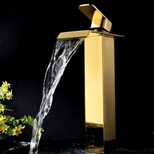 Free shipping Ti-PVD Finish Solid Brass Bathroom vessel  Sink tall  Faucet mixer tap 2024 - buy cheap