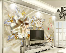 Papel de parede 3d beibehand, decoração para casa, estilo família e europeu, joia dourada, flor, plano de fundo, tv, para quarto de criança 2024 - compre barato