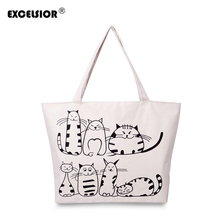 EXCELSIOR Crossbody Bags for Women 2019 New Cartoon Women's Bags Cats Printed Women's Handbags Tote Bag Big Canvas Shoulder 2024 - buy cheap