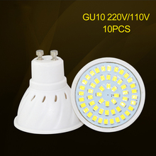 Светодиодная лампа GU10 220 В 110 В 4 Вт 6 Вт 8 Вт 36 54 72 SMD2835, 10 шт., светодиодная лампа для внутреннего освещения 2800-6500K, теплый белый свет 2024 - купить недорого