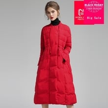 Plus size Winter super longer over the knee 90% real duck down coat female fashion brand with drawstring warm down coat wq513 2024 - buy cheap