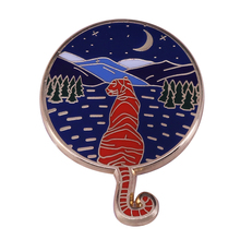 Starry night badge tiger moon brooch mountain landscape pin adventure explore jewelry nature lovers gift 2024 - buy cheap