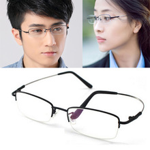Armações de óculos metálicos para homens, armação de óculos meia armação de metal com proteção de vidro ultraleve para leitura 2024 - compre barato
