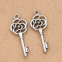 10pcs Tibetan Silver Plated Key Charm Pendant fit Bracelet Necklace Jewelry DIY Making Accessories 28x11mm 2024 - buy cheap