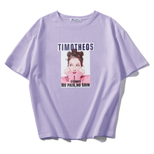 Женская футболка с коротким рукавом, Повседневная Туника с принтом, фиолетовая футболка из 100% хлопка, лето 2019 2024 - купить недорого