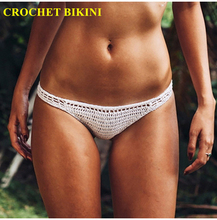 CROCHET BIKINI Women Handmake Knitted Cotton Hollow Out Swimwear Bottoms Vintage Sexy Summer Beach Underwear Biquini Panties 2024 - buy cheap