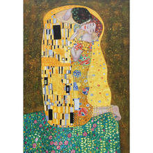 Художественная Настенная картина «поцелуй» от Gustav Klimt, Высококачественная картина маслом на холсте, Красивая Ручная роспись для спальни 2024 - купить недорого