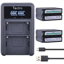 Tectra 2 шт 7200mAh NP-F960 NP-F970 NP F970 NP F960 батарея + светодиодный дисплей универсальное USB двойное зарядное устройство для видеокамер Sony 2024 - купить недорого
