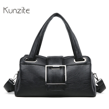 KUNZITE Luxury Handbags Women Casual Daily Tote Bags Designer Fashion Female PU Leather Messenger Bag Black Shoulder Bag Bolsas 2024 - buy cheap