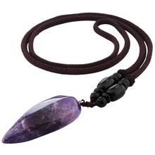 Sunyik, colar de cristal roxo facetado de pedra, chakra, colar com pingente de amuleto para mulheres e homens 2024 - compre barato