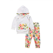 Newborn Toddler Baby Kids Girl Flower Cotton Hooded Top Pants Leggings Outfit Clothes HOT 2024 - buy cheap