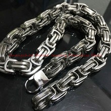 Quality 12/15mm 7-40" Silver color Polishing 316L Stainless Steel Men's Cool Byzantine Link Chain Necklace 2024 - buy cheap