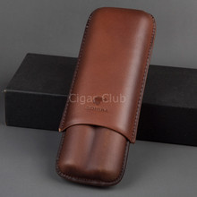 COHIBA Gadgets Gorgeous Portable Red Brown Leather Cigar Case Tavel Holder 2024 - buy cheap