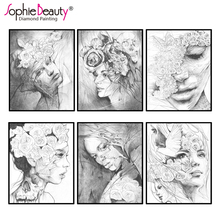 Sophie Beauty Diy Diamond Painting Cross Stitch Handcraft Mosaic Embroidery New Fashion Line Drawing Lady With Flower Arts Kits 2024 - buy cheap