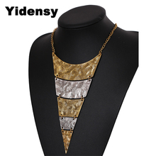 Maxi Triangle Necklaces Gold Silver Color Metal Africa Geometric Long Chain Pendant Bib Necklaces Collar for Women Female 2024 - buy cheap