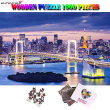 MOMEMO-rompecabezas de madera del puente arcoíris de Tokio para niños y adultos, juguete de rompecabezas de paisaje mágico del mundo, 1000 piezas 2024 - compra barato