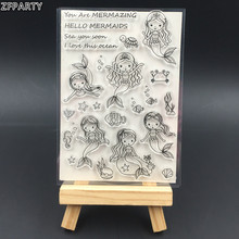 ZFPARTY-sello de silicona transparente de sirena para álbum de recortes, hojas de sello transparente decorativas, bricolaje 2024 - compra barato