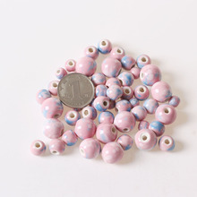 1 paquete de cuentas redondas de cerámica de 8mm, 10mm y 14mm, cuentas de porcelana hechas a mano para hacer joyas 2024 - compra barato
