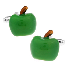 Precio de fábrica de venta al por menor de los hombres gemelos de moda Material de cobre verde en forma de manzana gemelos, envío gratis 2024 - compra barato