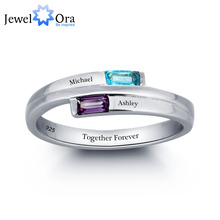 Engagement 925 Sterling Silver Promise Personalized Rings Names Birthstone Jewelry Mother Daughter Ring(JewelOra RI101782) 2024 - buy cheap