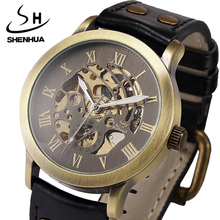 Brand Vintage men watches Male Retro Leather Skeleton Steampunk Automatic Mechanical Watches Men Sport Clock Relogio Masculino 2024 - buy cheap