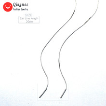 Qingmos moda exquisita plata de ley blanca 925 cuelga la oreja de la línea del pendiente para las mujeres joyería fina 4,8 ''ear645 envío gratis 2024 - compra barato