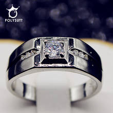 Polysutt 925 Серебро CZ кристалл кольцо для Для мужчин большое кольцо создан кристалл кольцо ювелирные изделия Анель Обручение Свадебные Кольца pr033 2024 - купить недорого